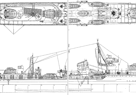 Корабль IJN Akizuki [Destroyer] (1942) - чертежи, габариты, рисунки